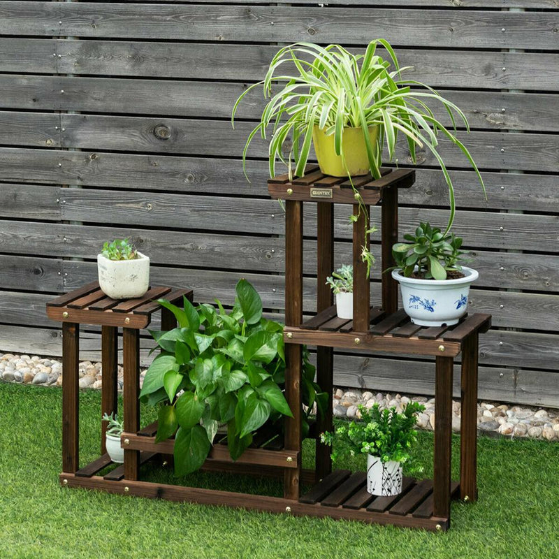 Solid Wood Plant Stand Multi Layer Plant Pot Holder Display Rack 7-9 Flowerpots