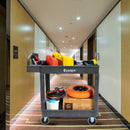Commercial Products 2-Tier Utility Service Cart Small Lipped Shelves Ergonomic