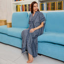 Women's Kimono Kaftan Maxi Dresses with Grids Print V Neck Short Sleeve