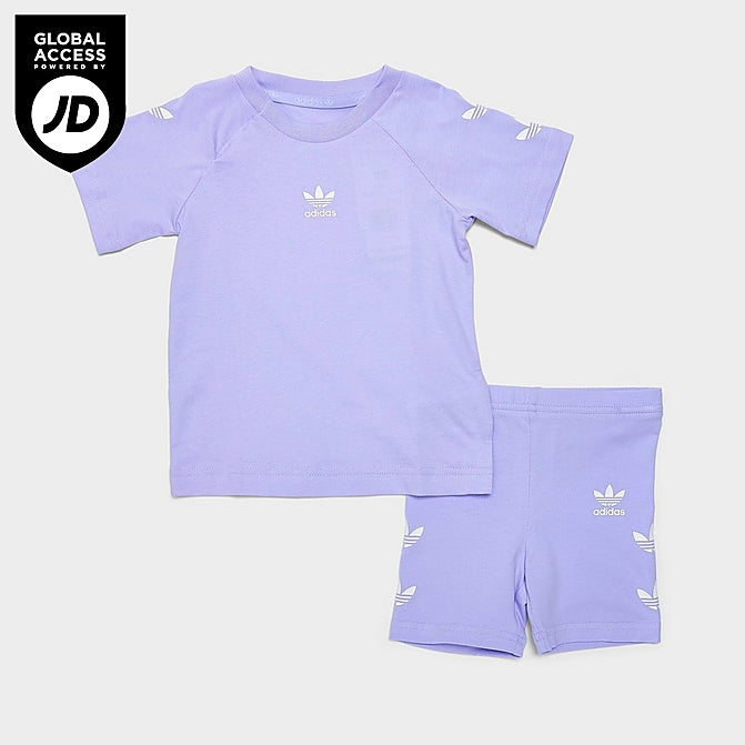 GIRLS' LITTLE KIDS' ADIDAS ORIGINALS REPEAT TREFOIL T-SHIRT AND BIKE SHORTS SET