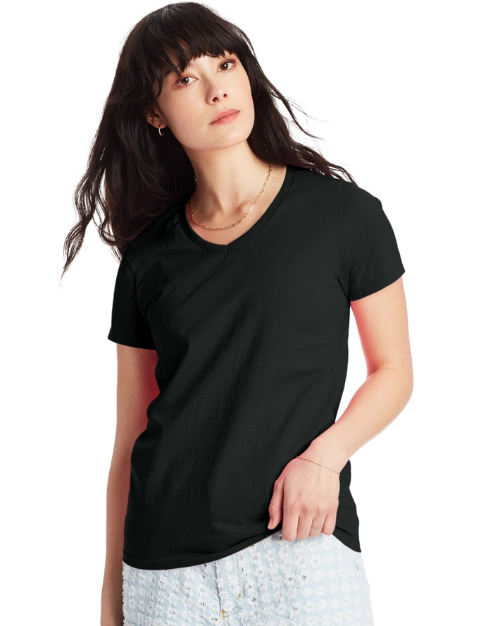 Hanes Women's Essential-T Short Sleeve V-Neck T-Shirt