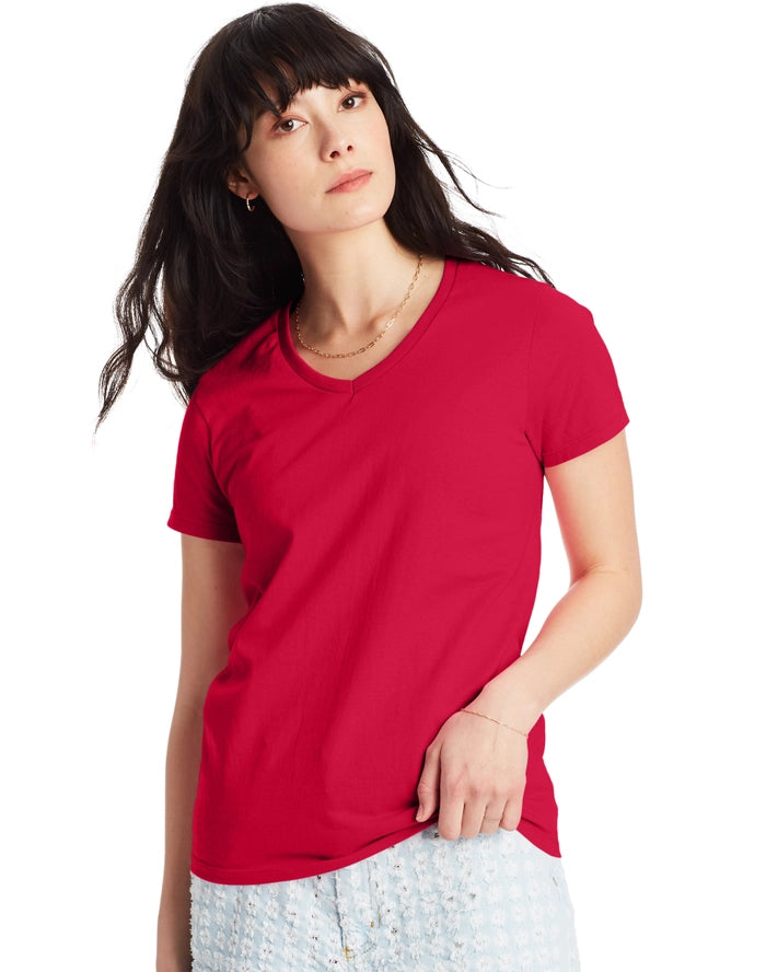 Hanes Women's Essential-T Short Sleeve V-Neck T-Shirt