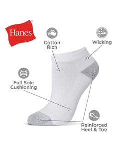 Hanes Cushioned Women's Low-Cut Athletic Socks 10-Pack