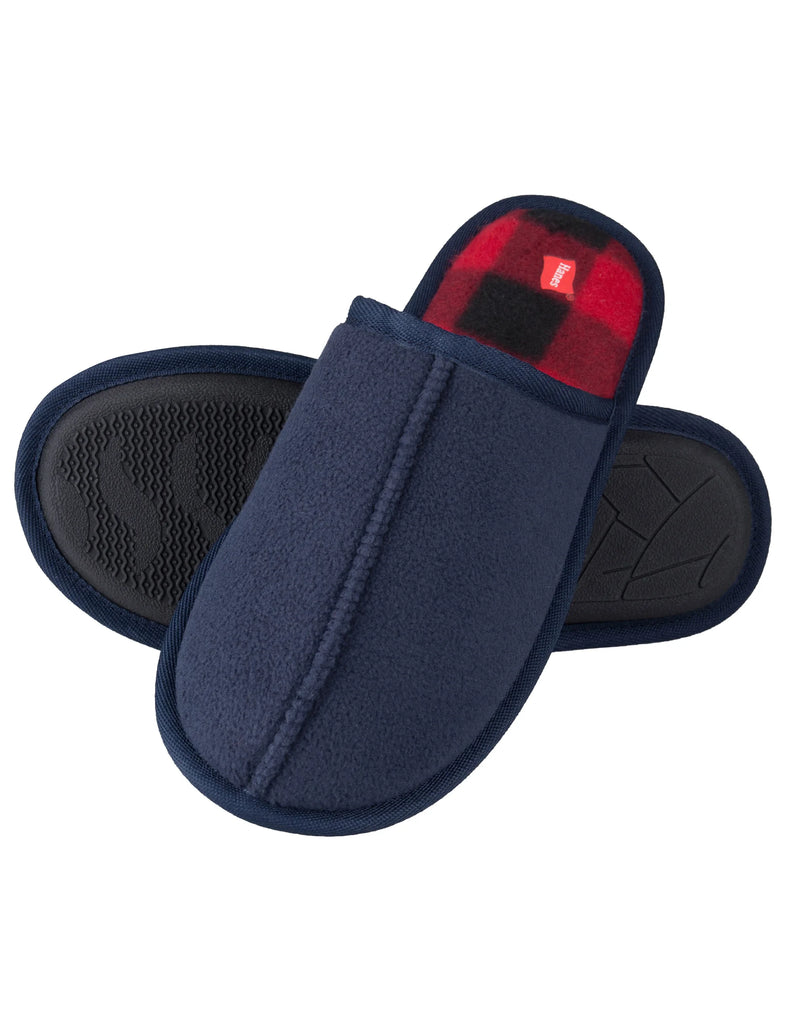 Hanes Men’s ComfortSoft® Indoor/Outdoor Fleece Scuff Slippers With Memory Foam