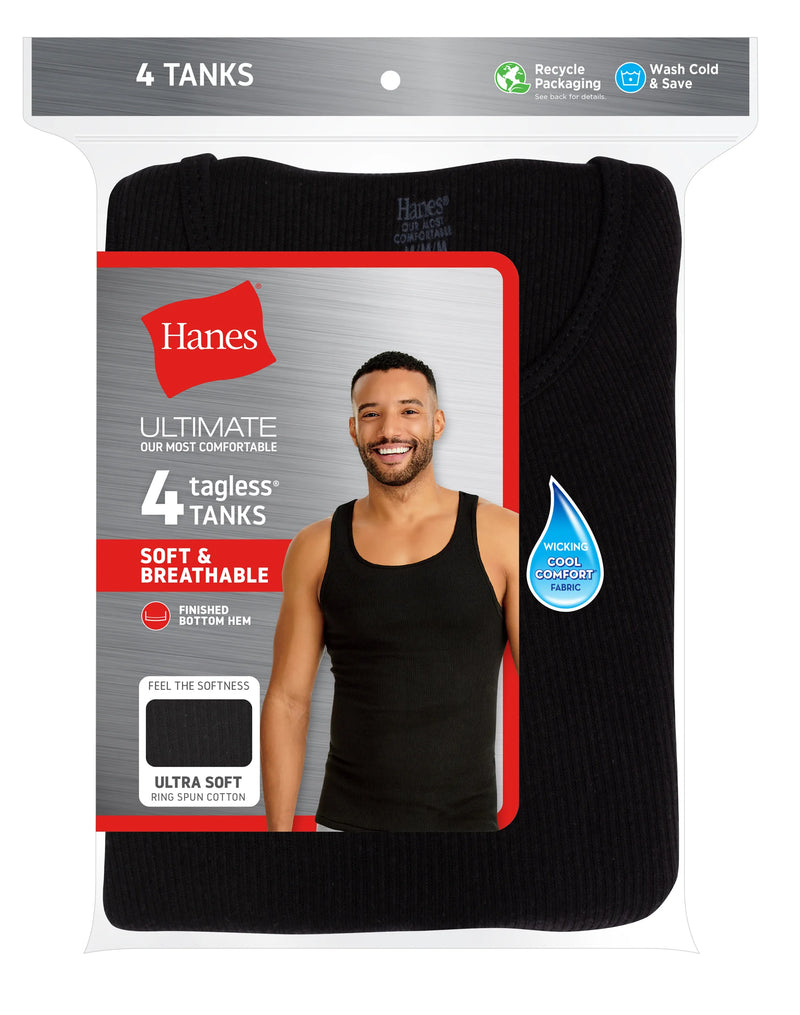Hanes Ultimate® Men's ComfortSoft® Dyed Tank Undershirt 4-Pack