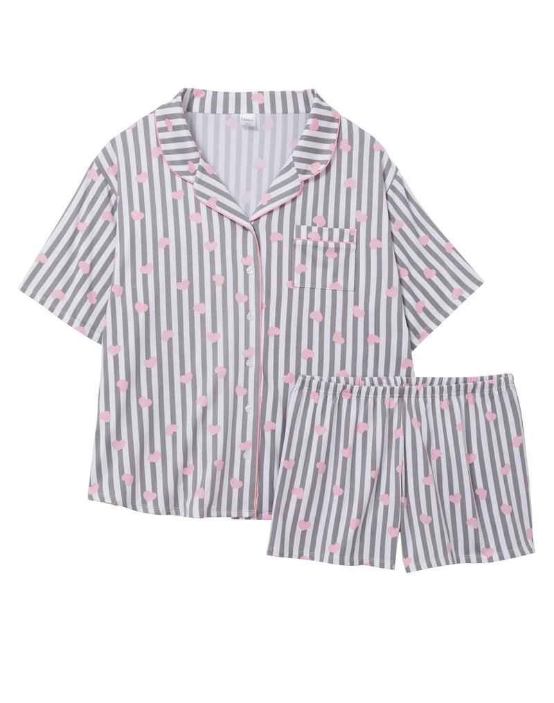 Hanes Love Is In The Air Women's Pajama Boxer Set, Notch Collar