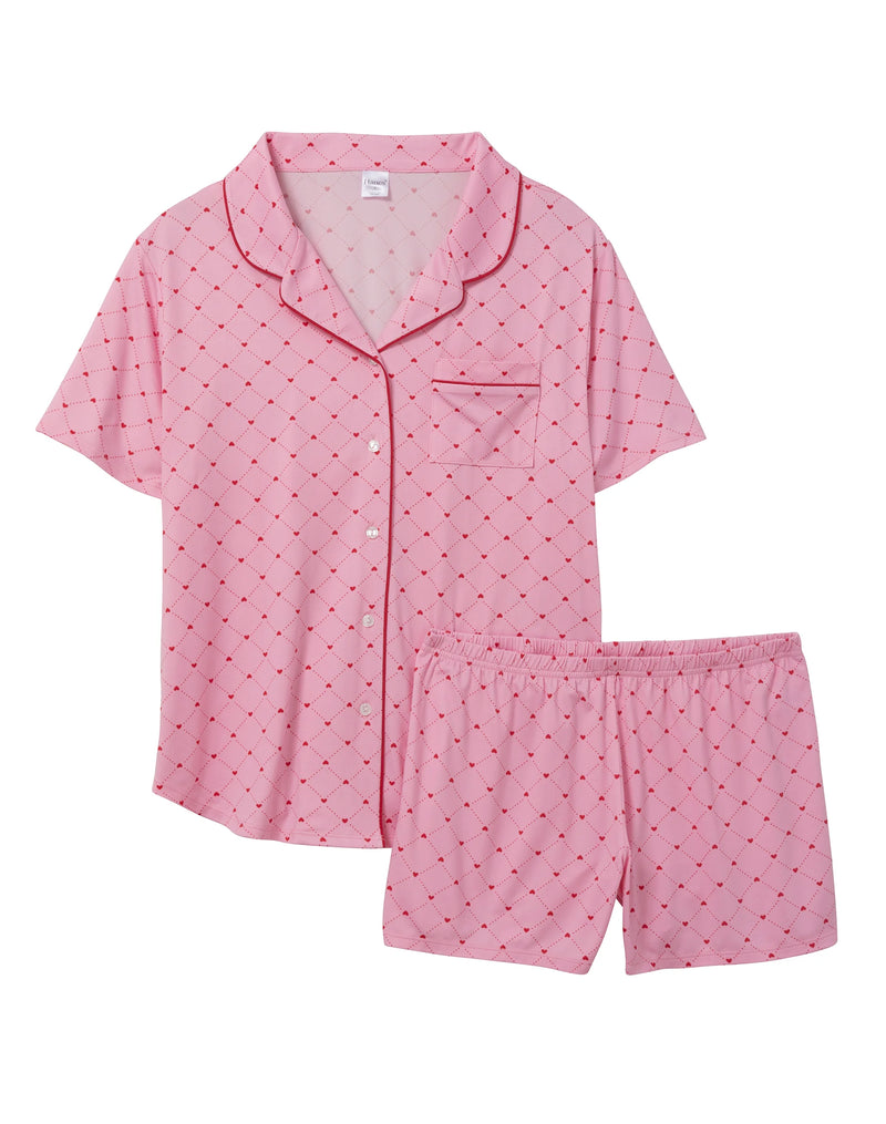 Hanes Love Is In The Air Women's Pajama Boxer Set, Notch Collar