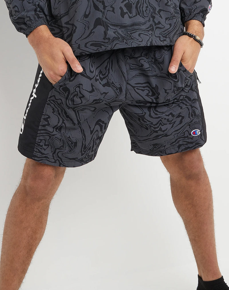 HYBRID SHORTS, BLACK MARBLE, 7"