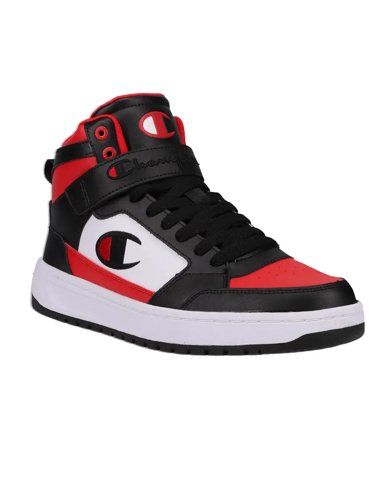 DROME CB MEN'S HIGH-TOP SHOES, WHITE/BLACK/SCARLET