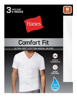 Hanes Men's Comfort Fit V-Neck Undershirt 3-Pack