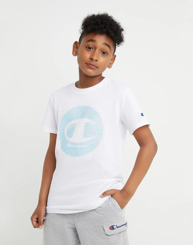 BIG KIDS' SHORT SLEEVE TEE, WAVY CIRCLE