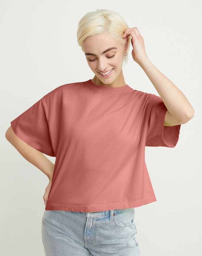 Hanes Originals Women's Garment Dyed Cropped Short Sleeve Crew T-Shirt