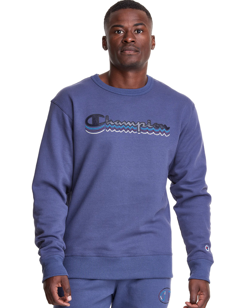 POWERBLEND FLEECE CREW, GEL FILL SCRIPT LOGO