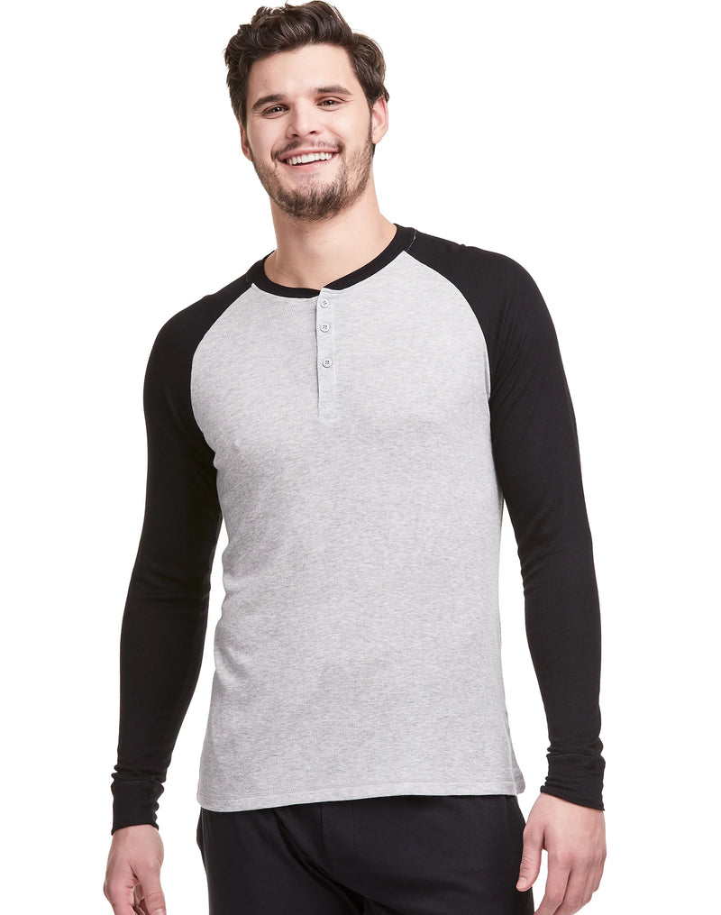 Hanes Men's Long Sleeve Raglan Henley