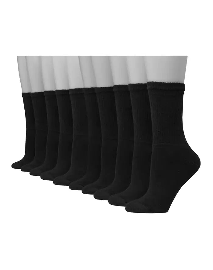 Hanes Cushioned Women's Crew Athletic Socks 10-Pack