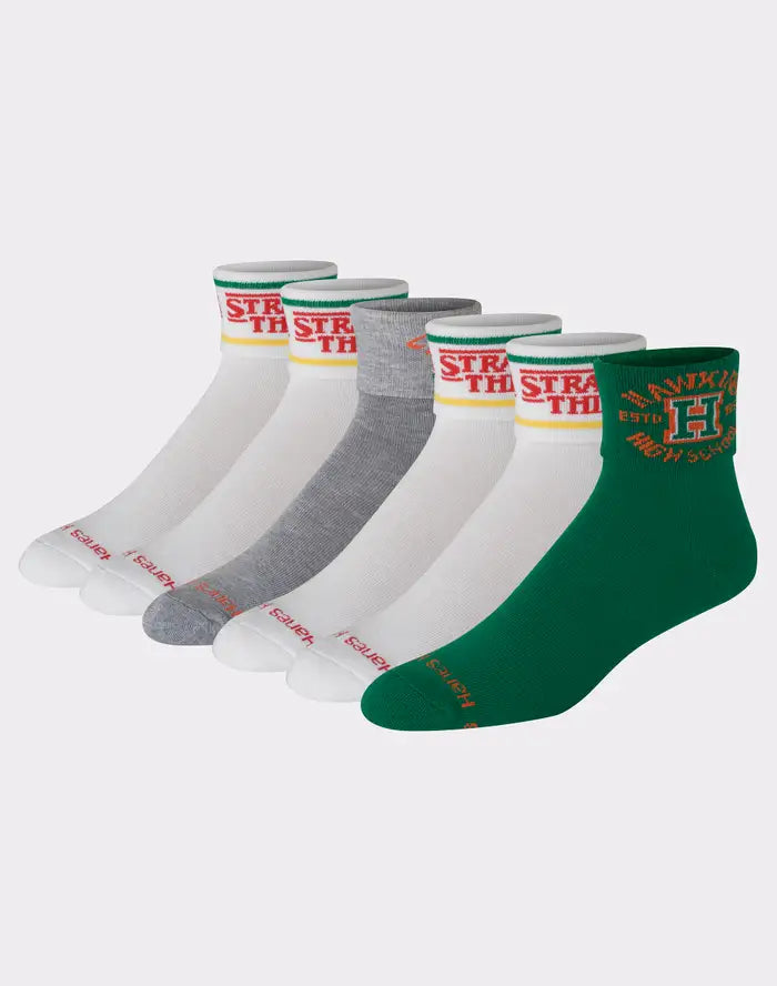 Hanes X Stranger Things Unisex Fold Over Ankle Socks 6-Pack