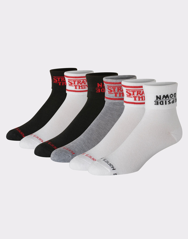 Hanes X Stranger Things Unisex Fold Over Ankle Socks 6-Pack