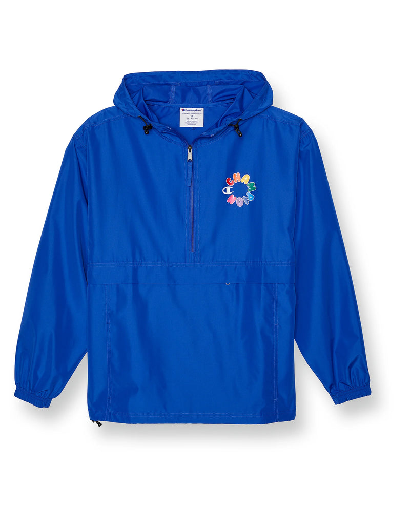 PACKABLE JACKET, BUBBLE RAINBOW CIRCLE LOGO