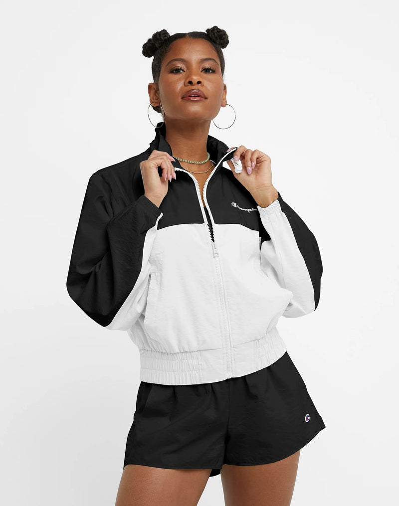 WOVEN FULL ZIP WOMEN'S JACKET, SCRIPT LOGO