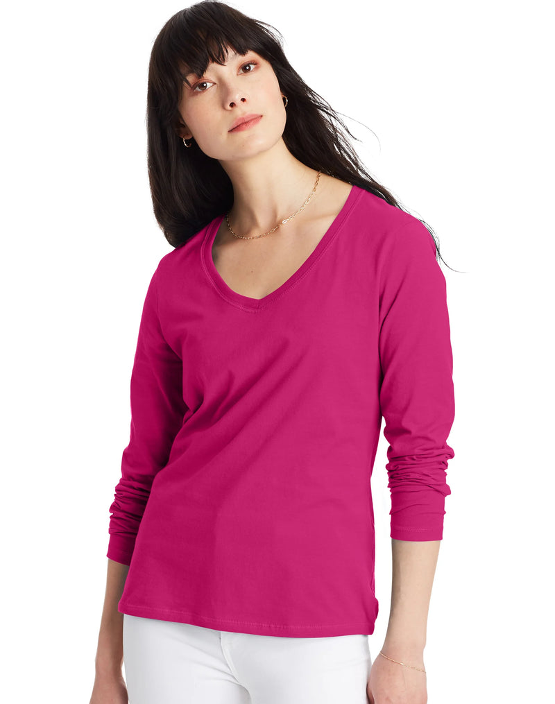 Hanes Women's Perfect-T Long Sleeve V-Neck T-Shirt