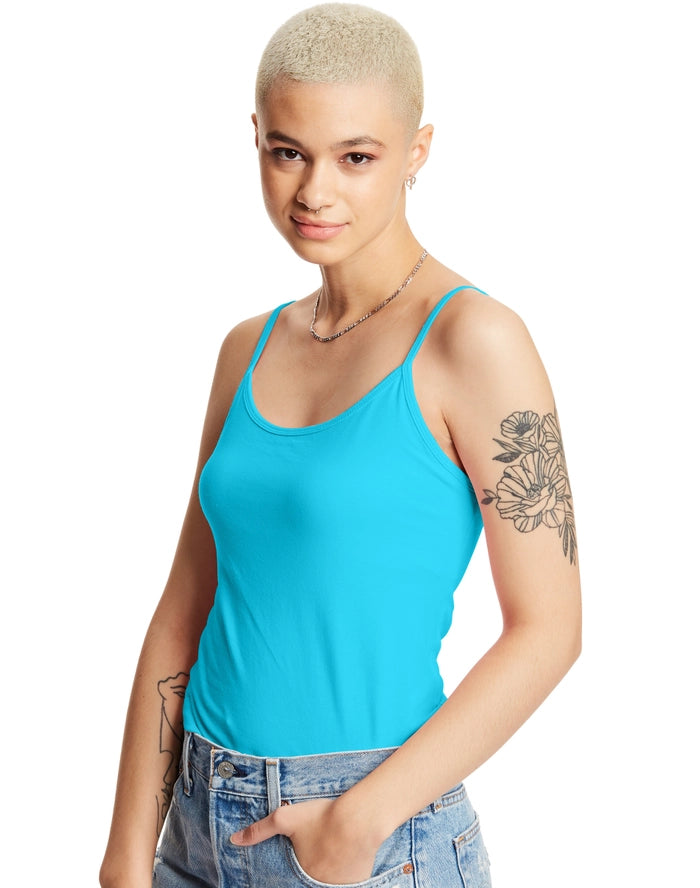 Hanes Women's Stretch Cotton Cami With Built-In Shelf Bra