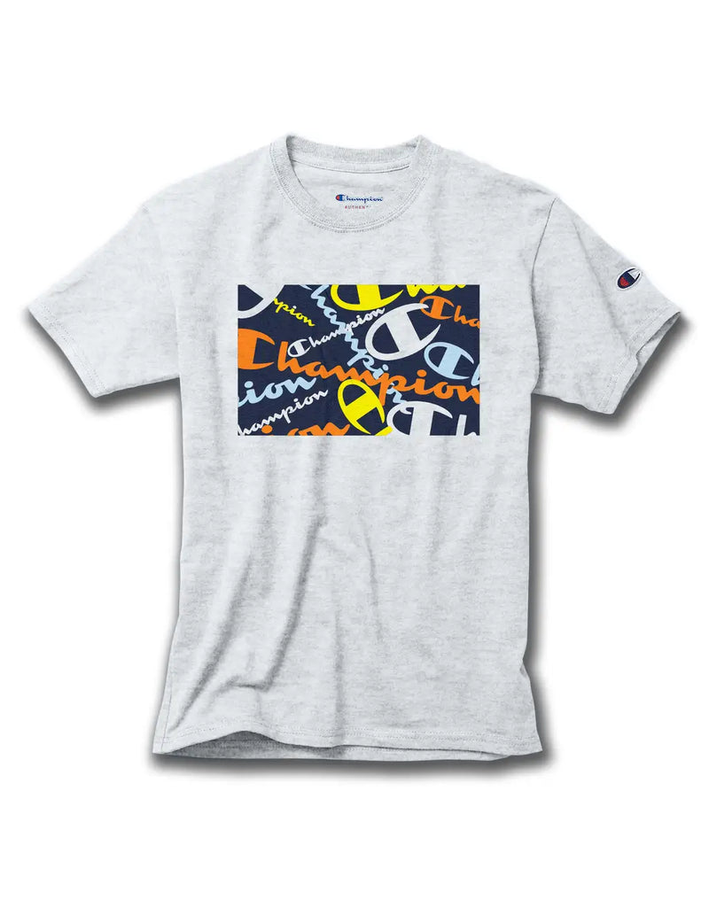 BIG KIDS' COTTON TEE, SCATTERED LOGOS