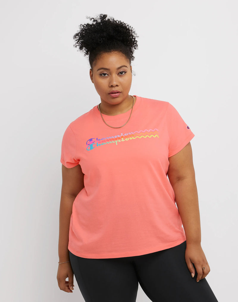 CLASSIC GRAPHIC TEE, OMBRE WAVE LOGO (PLUS SIZE)