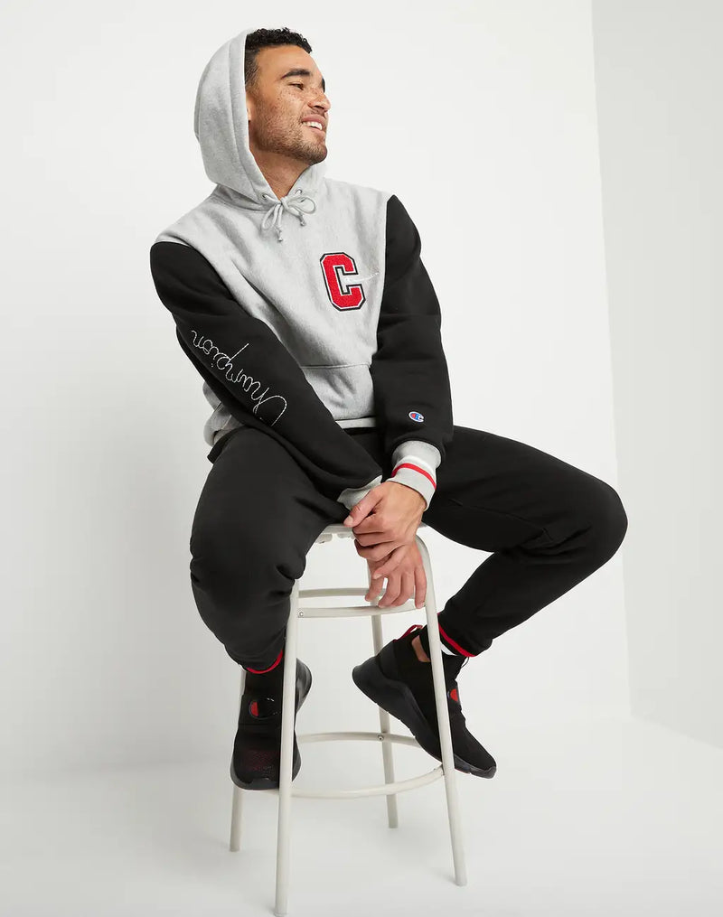 PREMIUM REVERSE WEAVE HOODIE, CHENILLE C APPLIQUE WITH EMBROIDERED SCRIPT