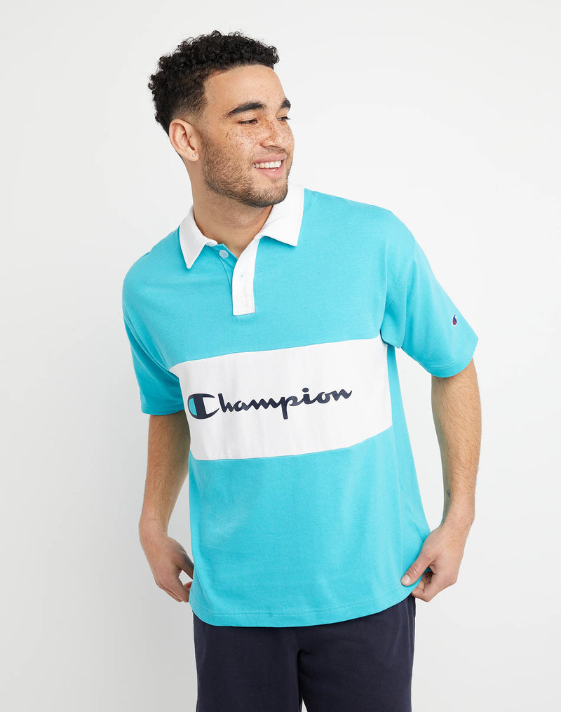 MIDDLEWEIGHT RUGBY POLO, SCRIPT LOGO