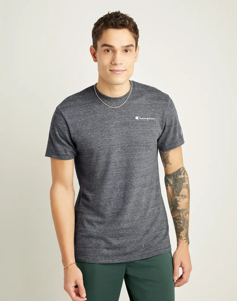 POWERBLEND TEE, EMBROIDERED SCRIPT LOGO
