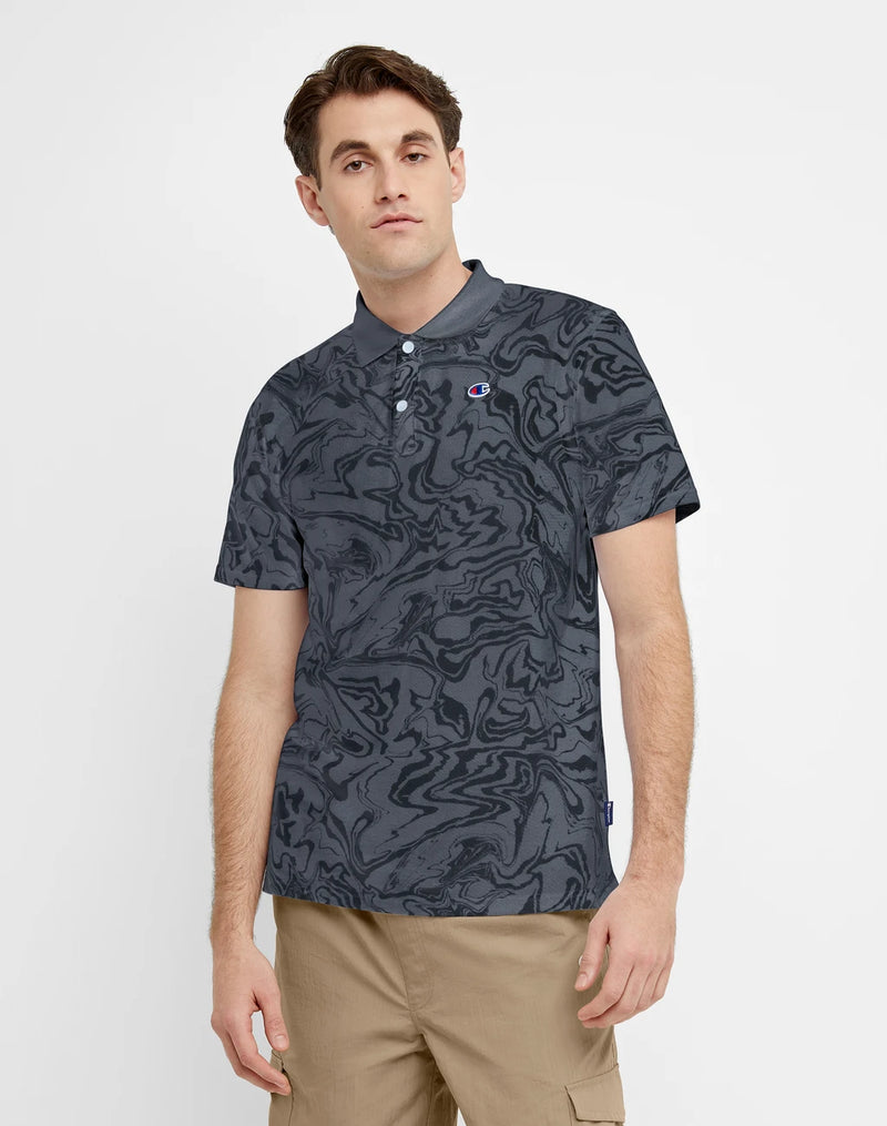 POLO SHIRT, C LOGO, LIQUID MARBLE PRINT