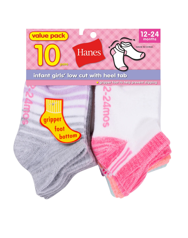 Hanes Infant Girls’ Heel Shield® Socks 10-Pack