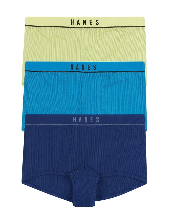 Hanes Retro Rib Boyshort Panties Assorted 3-Pack