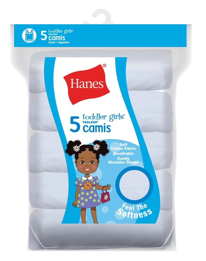 Hanes TAGLESS® Toddler Girls' Cami White 5-Pack