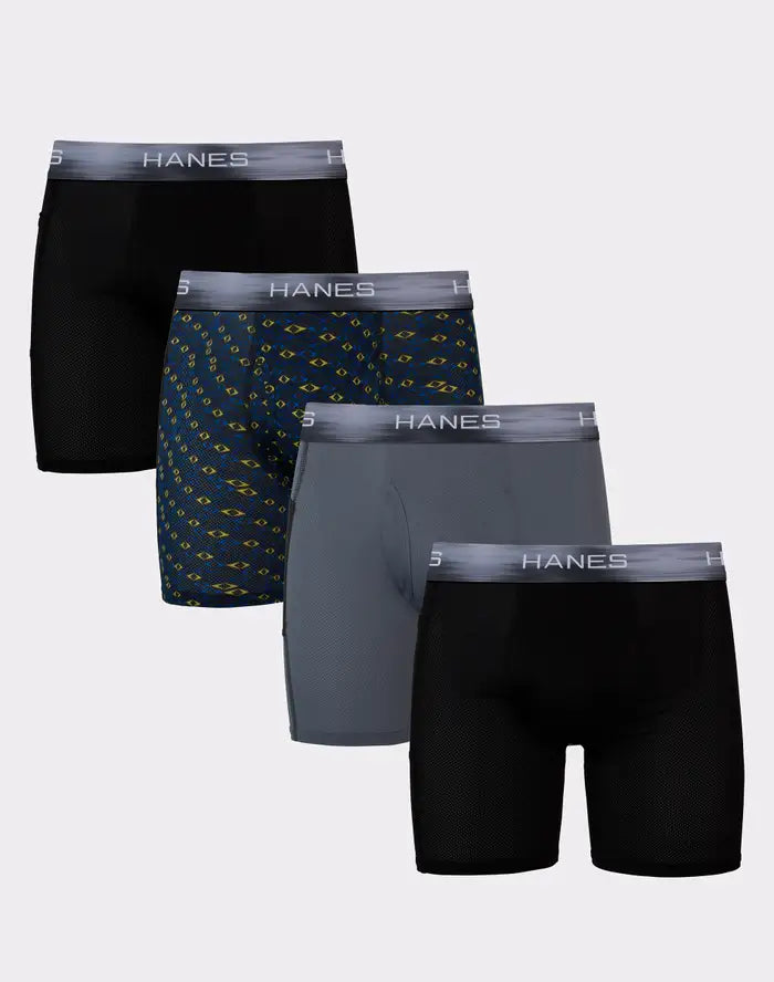 Hanes Ultimate X-Temp Moisture-Wicking Utility Pocket Men's Boxer Briefs, 4-Pack