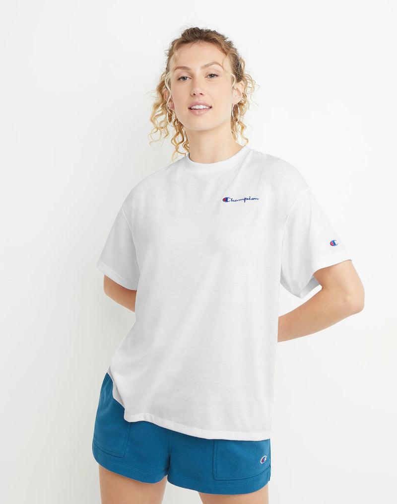 POWERBLEND OVERSIZED TEE, EMBROIDERED SCRIPT LOGO