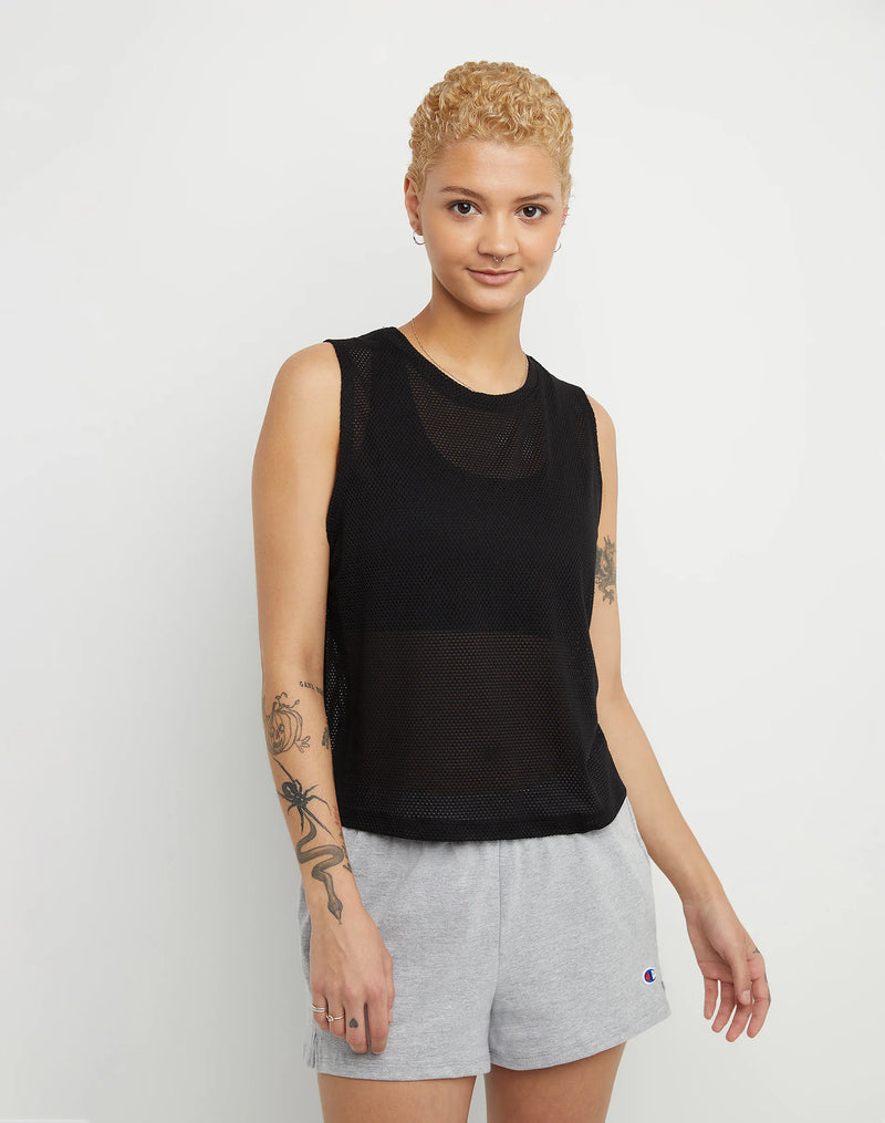 CROPPED MESH MUSCLE TANK