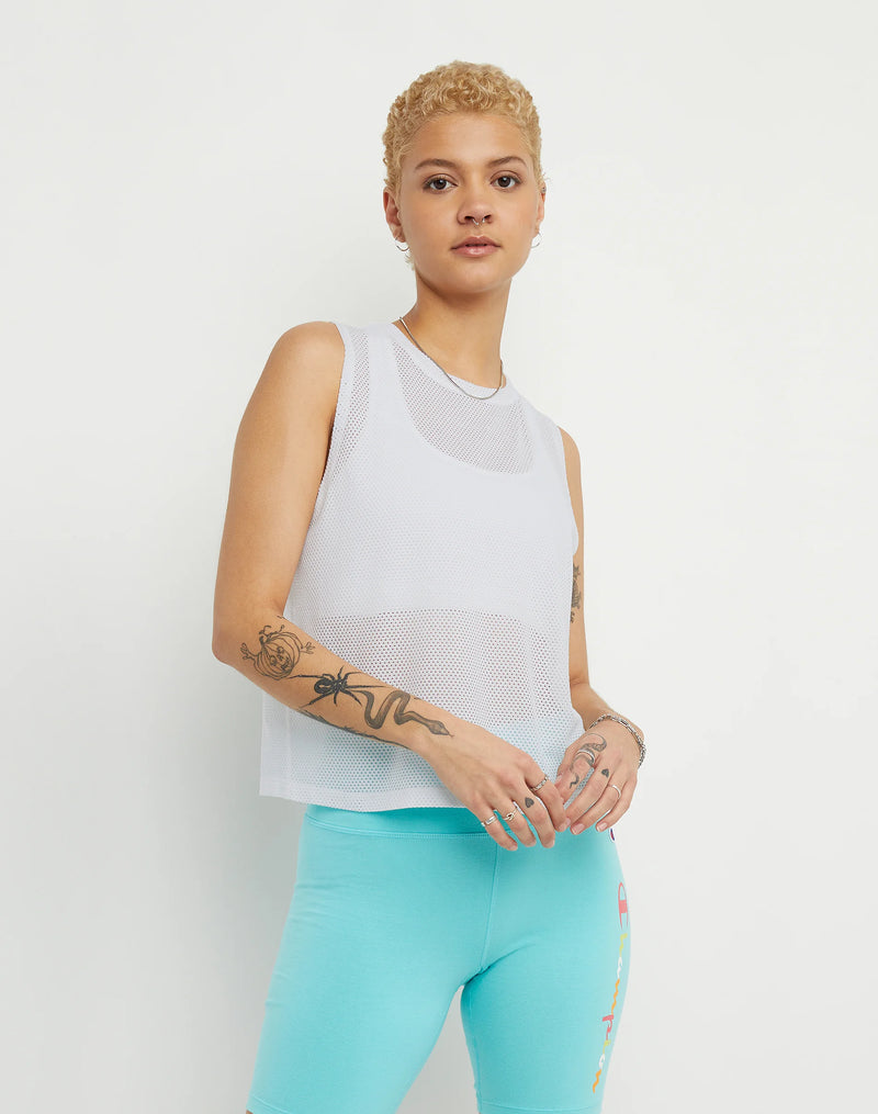 CROPPED MESH MUSCLE TANK