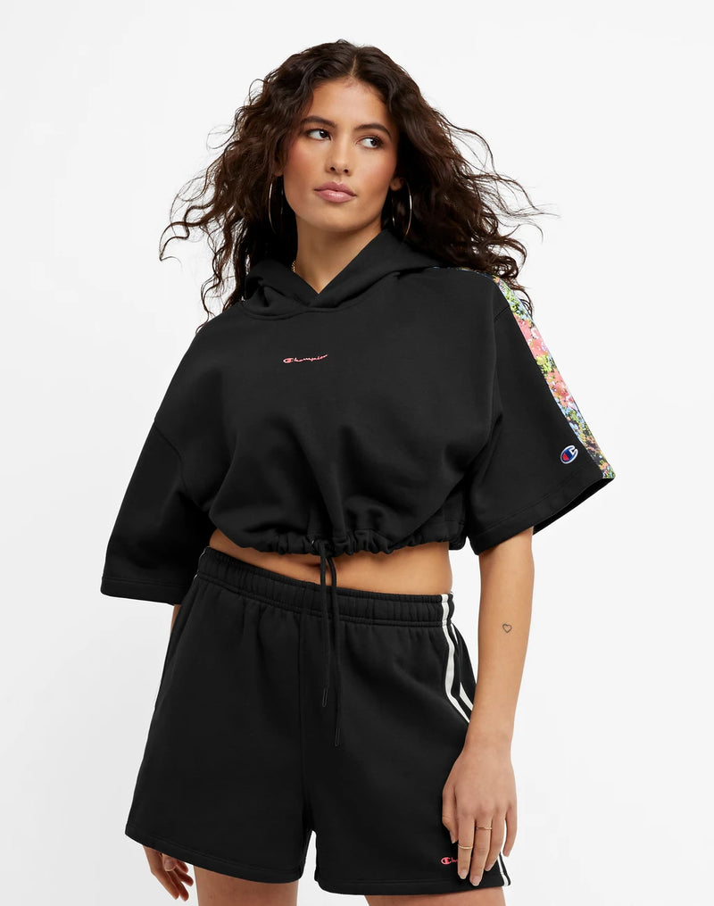 SHORT SLEEVE HOODIE, CINCHED WAIST