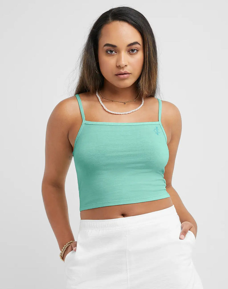 CROPPED CAMI, BUTTERFLY GRAPHIC, MINT GREEN