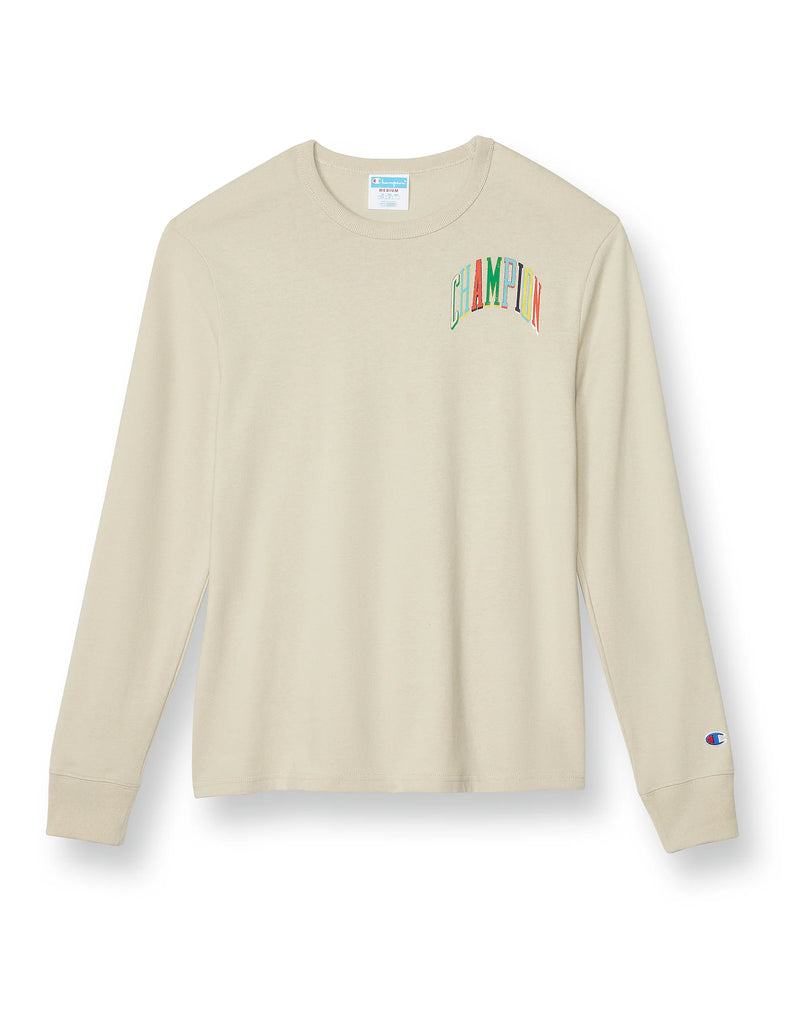 BOYFRIEND LONG-SLEEVE TEE, EXAGGERATED CHAMPION BLOCK ARCH