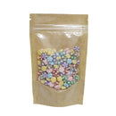 High Quality 100pcs Tear Notch Clear Front Plastic Kraft Stand Up Zip Lock Pouches Brown Kraft Paper Bags With Window