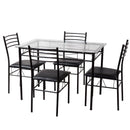 5PC Dining Set Modern Dining Room Tempered Glass Top Table & 4 Dining Chairs