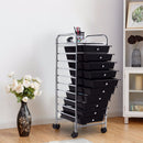 10 Drawer Rolling Storage Cart Scrapbook Paper Office School Organizer Black