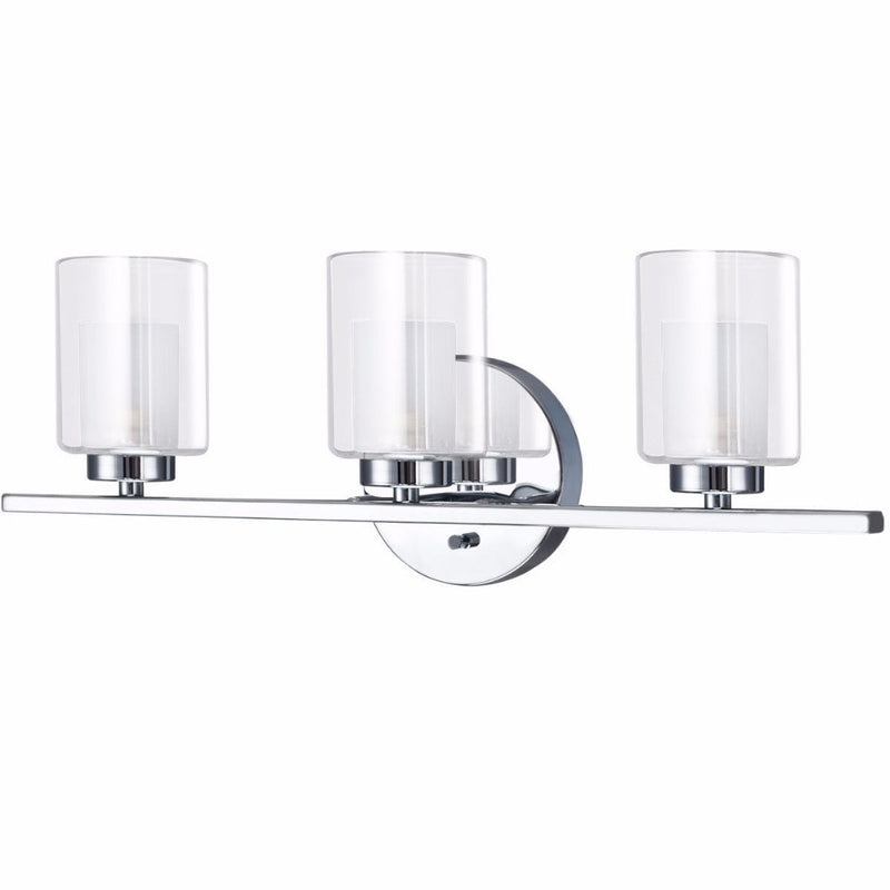 Giantex 3-Light  Light Wall Mounted Brushed Chrome Finish Glass Shade Bathroom Wall Sconce Modern furniture EP23367