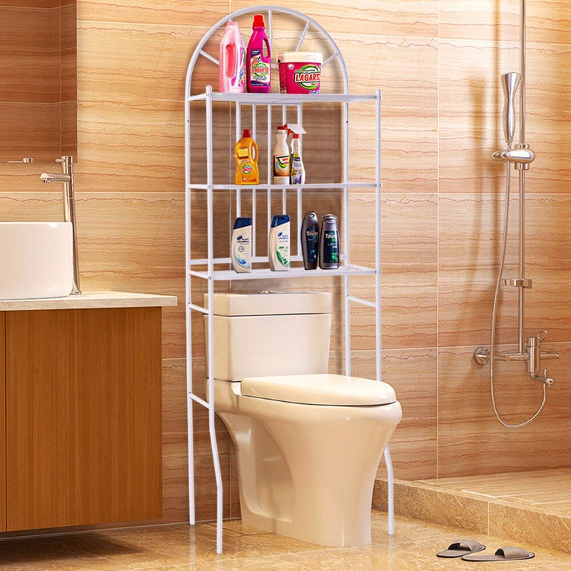 3 Shelf Over The Toilet Bathroom Cabinet Space Saver Towel Storage Rack Organizer White Modern Bathroom Organizer HW54182