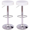 Goplus Set of 2 Round Leather Bart Stools Modern Seat Chrome Leg Adjustable Hydraulic Swivel Bar Stool Black White HW55666
