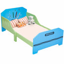 Crayon Themed Wood Kids Bed with Bed Rails for Toddlers and Children