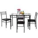 5PC Dining Set Modern Dining Room Tempered Glass Top Table & 4 Dining Chairs