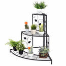 3 Tier Floral Corner Plant Stand Metal Flower Pot Rack Stair Display Ladder